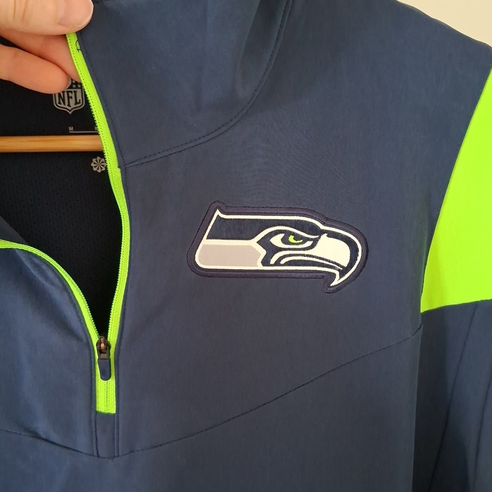 Seattle Seahawks x Nike Men's Navy & Green Quarter-zip Nylon Jacket (Size M) - Picture 5 of 11